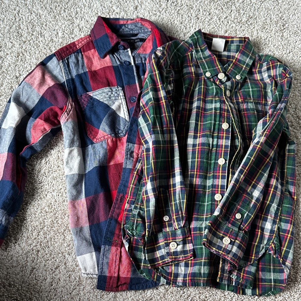 Plaid Kids Shirts - Red and Green